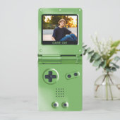 Retro Green Handheld Gaming II Birthday 招待状 (スタンド正面)