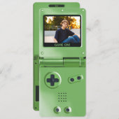 Retro Green Handheld Gaming II Birthday 招待状 (正面/裏面)