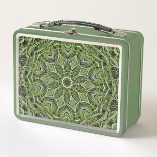Retro Green Mandala Lunch Box メタルランチボックス