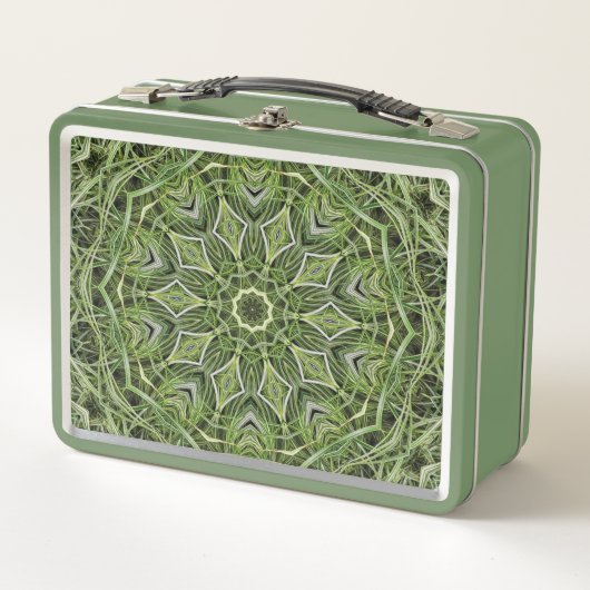 Retro Green Mandala Lunch Box メタルランチボックス (正面)