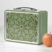 Retro Green Mandala Lunch Box メタルランチボックス (インサイチュ)