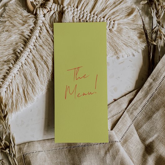 Retro Green Orange Hand Written Wedding Menu メニュー