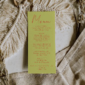 Retro Green Orange Hand Written Wedding Menu メニュー