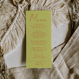 Retro Green Orange Hand Written Wedding Menu メニュー