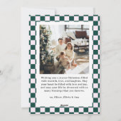 Retro Green Pink Checkered Santa Claus Christmas  シーズンカード (裏面)