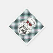 Retro Green Pink Checkered Santa Claus Christmas  スタンダードカクテルナプキン (角)