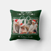 Retro Green Plaid Whimsical Christmas  クッション (裏面)