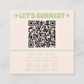 Retro Green QR Code 70s Boho Groovy Unique Trendy スクエア名刺 (裏面)