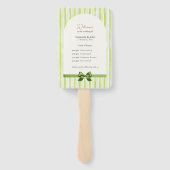 Retro Green Stripes Wedding Ceremony Program Fan ハンドファン (裏面)
