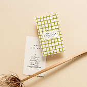 Retro Green Wavy Checkered Trendy Boho Funky 名刺