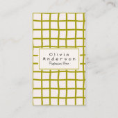 Retro Green Wavy Checkered Trendy Boho Funky 名刺 (正面)