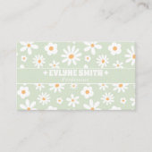 Retro Green White Groovy Floral Boho Unique Trendy 名刺 (正面)