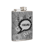 Retro Grey Custom Comic Book Pattern Personalised フラスク (右)