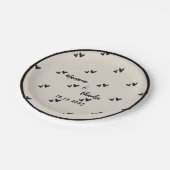 Retro Grey Hand Drawn Heart  Illustrated Wedding ペーパープレート (アングル)