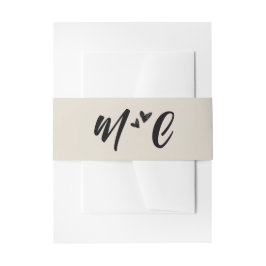 Retro Grey Hand Drawn Hearts Illustration Monogram 招待状ベリーバンド