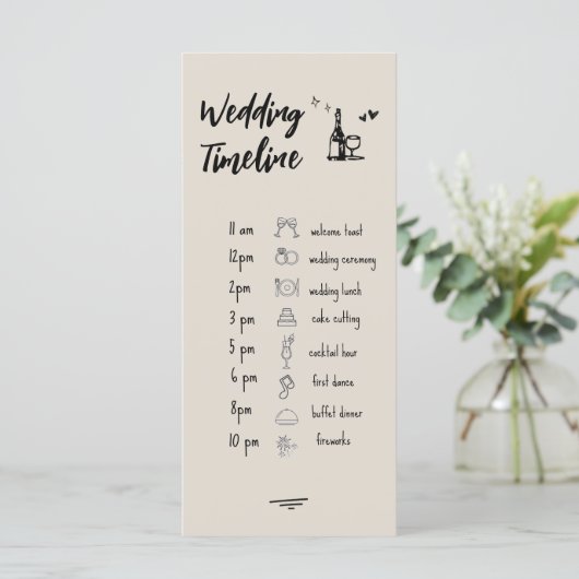 Retro Grey Hand Drawn Illustrated Wedding Timeline メニュー (スタンド正面)