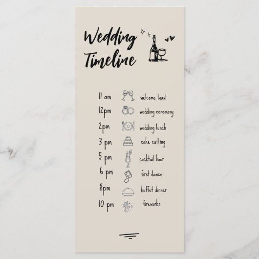 Retro Grey Hand Drawn Illustrated Wedding Timeline メニュー (正面)