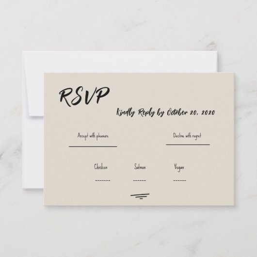 Retro Grey Hand Written Scribble Wedding RSVP  (正面)