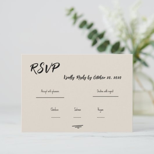 Retro Grey Hand Written Scribble Wedding RSVP  (スタンド正面)