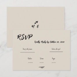 Retro Grey Hand Written Scribble Wedding RSVP 