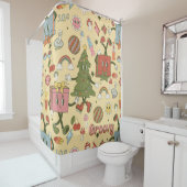 retro groovy 1970s disco christmas tree シャワーカーテン (インサイチュ)