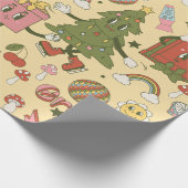 retro groovy 1970s disco christmas tree ラッピングペーパー (角)