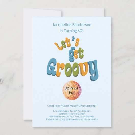 Retro Groovy 60th Birthday Invitation 招待状 (正面)