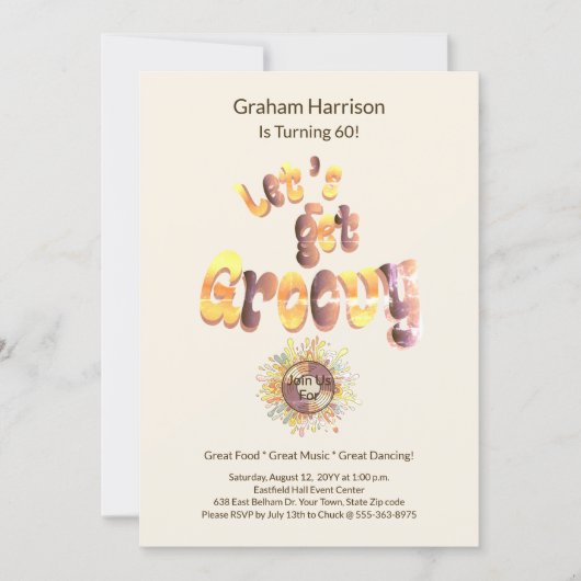 Retro Groovy 60th Birthday Invitation 招待状 (正面)