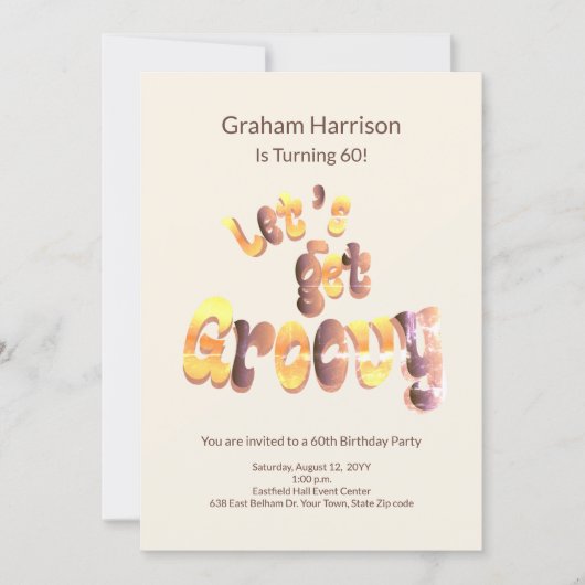 Retro Groovy 60th Birthday Invitation 招待状 (正面)