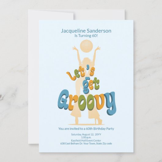 Retro Groovy 60th Birthday Invitation 招待状 (正面)