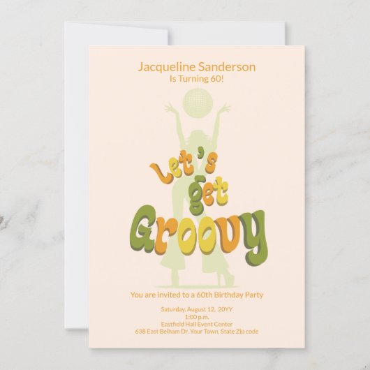 Retro Groovy 60th Birthday Invitation 招待状 (正面)