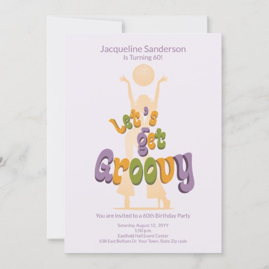 Retro Groovy 60th Birthday Invitation 招待状 (正面)