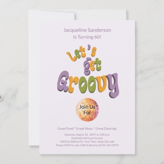 Retro Groovy 60th Birthday Invitation 招待状 (正面)
