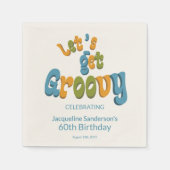 Retro Groovy 60th Birthday Party スタンダードカクテルナプキン (正面)