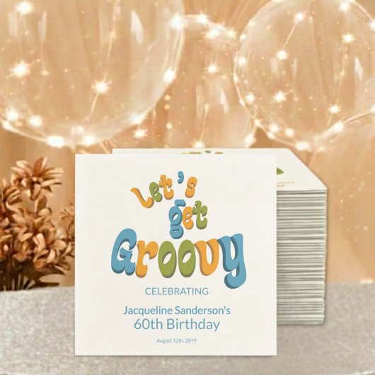 Retro Groovy 60th Birthday Party スタンダードカクテルナプキン