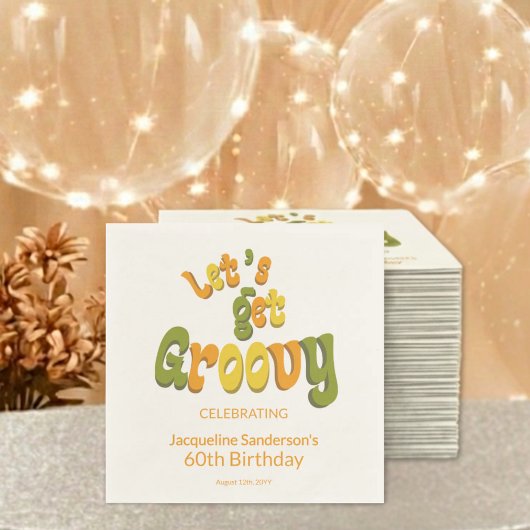 Retro Groovy 60th Birthday Party スタンダードカクテルナプキン