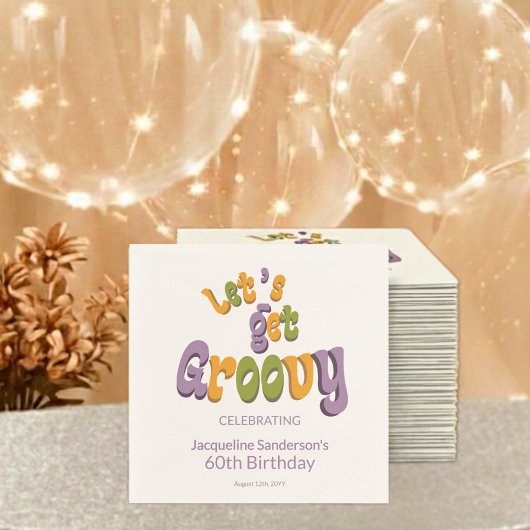Retro Groovy 60th Birthday Party スタンダードカクテルナプキン