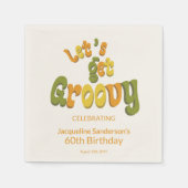 Retro Groovy 60th Birthday Party スタンダードカクテルナプキン (正面)