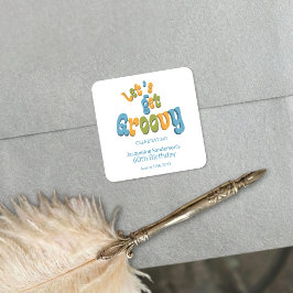 Retro Groovy 60th Birthday Party Envelope Seals スクエアシール