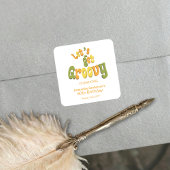 Retro Groovy 60th Birthday Party Envelope Seals スクエアシール