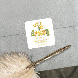 Retro Groovy 60th Birthday Party Envelope Seals スクエアシール