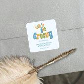 Retro Groovy 60th Birthday Party Envelope Seals スクエアシール