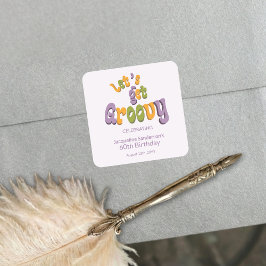 Retro Groovy 60th Birthday Party Envelope Seals スクエアシール