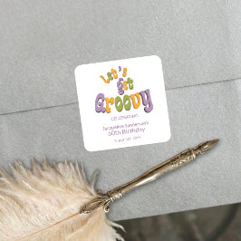 Retro Groovy 60th Birthday Party Envelope Seals スクエアシール
