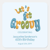 Retro Groovy 60th Birthday Party Envelope Seals スクエアシール (正面)