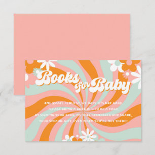 Retro Groovy Baby Shower Books for Baby エンクロージャーカード