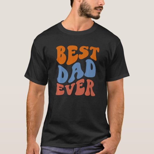 Retro Groovy Best Dad Ever Wavy Hippie Boho 70s Vi Tシャツ (正面)