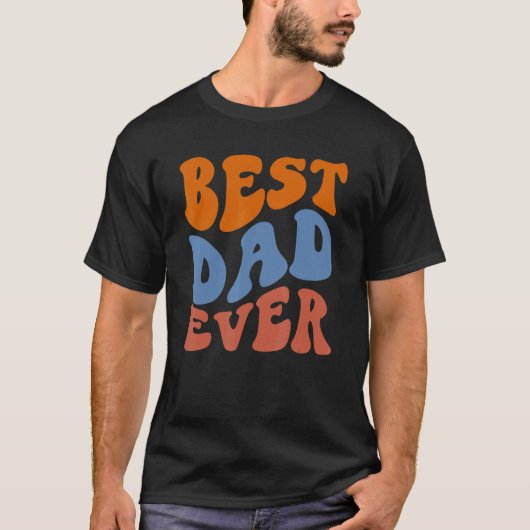 Retro Groovy Best Dad Ever Wavy Hippie Boho 70s Vi Tシャツ (正面)