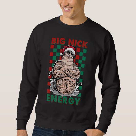 Retro Groovy Big Nick Energy Santa Christmas Trend スウェットシャツ (正面)