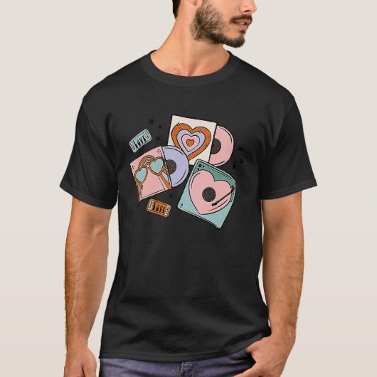 Retro Groovy Boho Rainbow Valentines Day Cute Hear Tシャツ (正面)